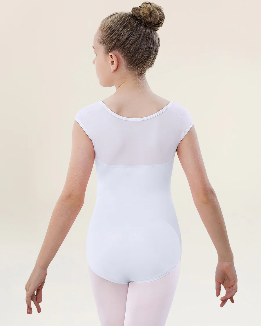 Girls Sweetheart Mesh Inserted Cotton Tank Leotard - Image 3