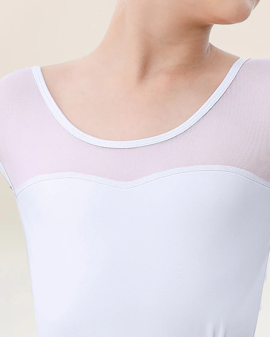 Girls Sweetheart Mesh Inserted Cotton Tank Leotard - Image 4