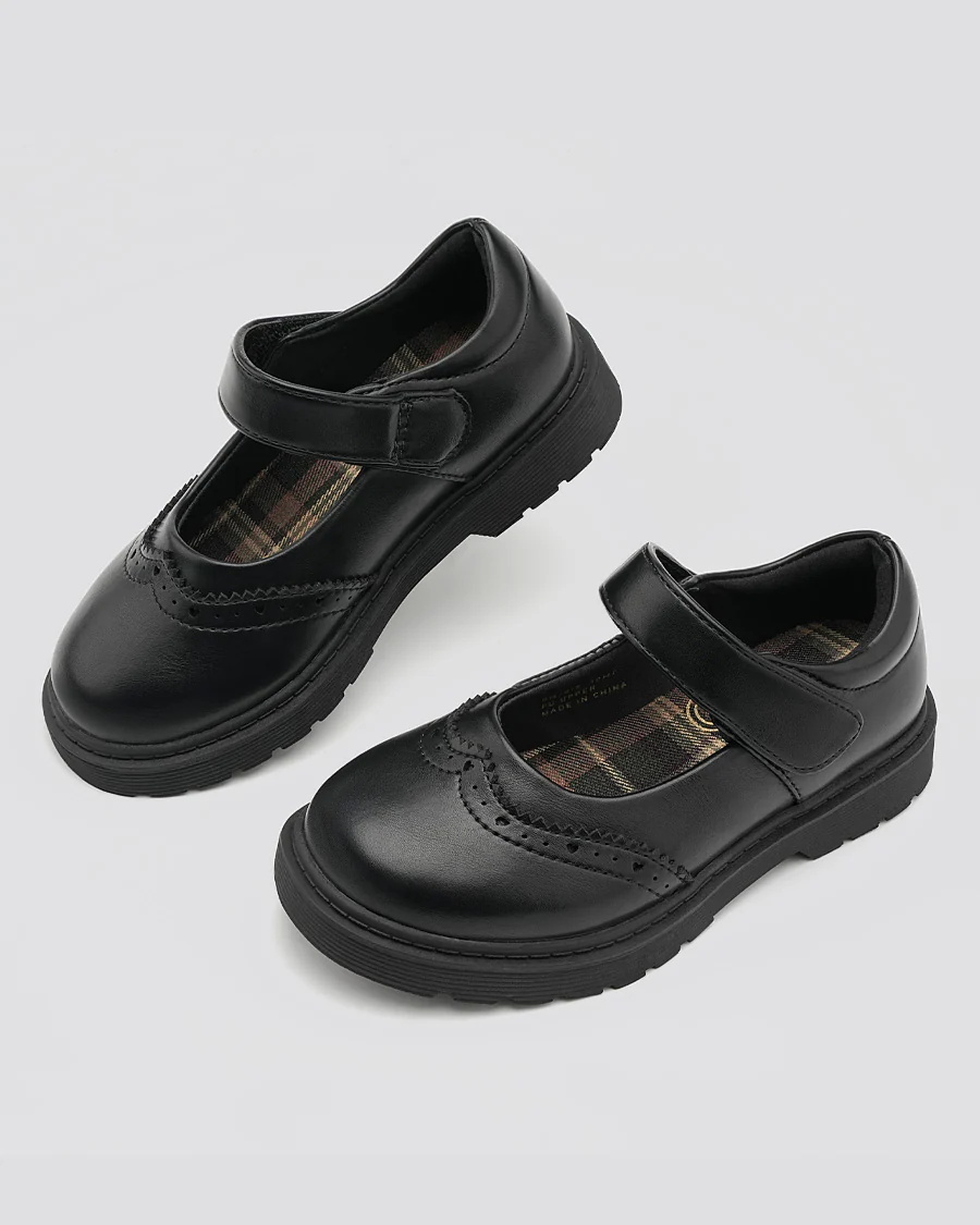 Girls Vegan Leather Mary Janes | Flat School Uniform Dress Shoe - Image 3