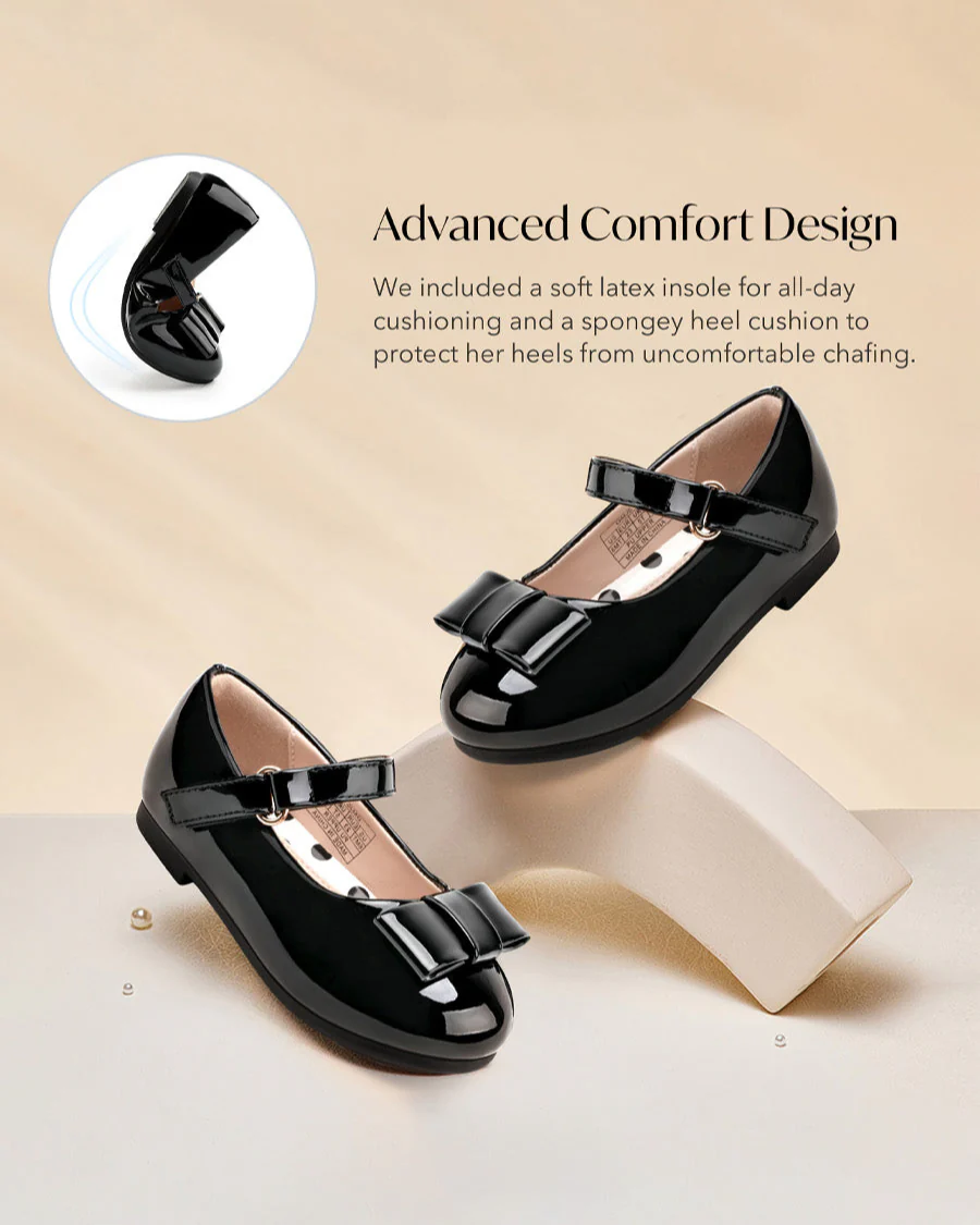 Girls Vegan Leather Mary Jane Shoe with Bows - Image 3