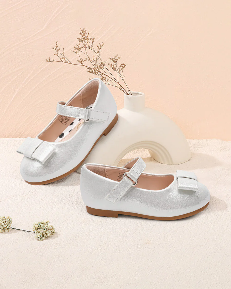 Girls Vegan Leather Mary Jane Shoe with Bows - Image 2