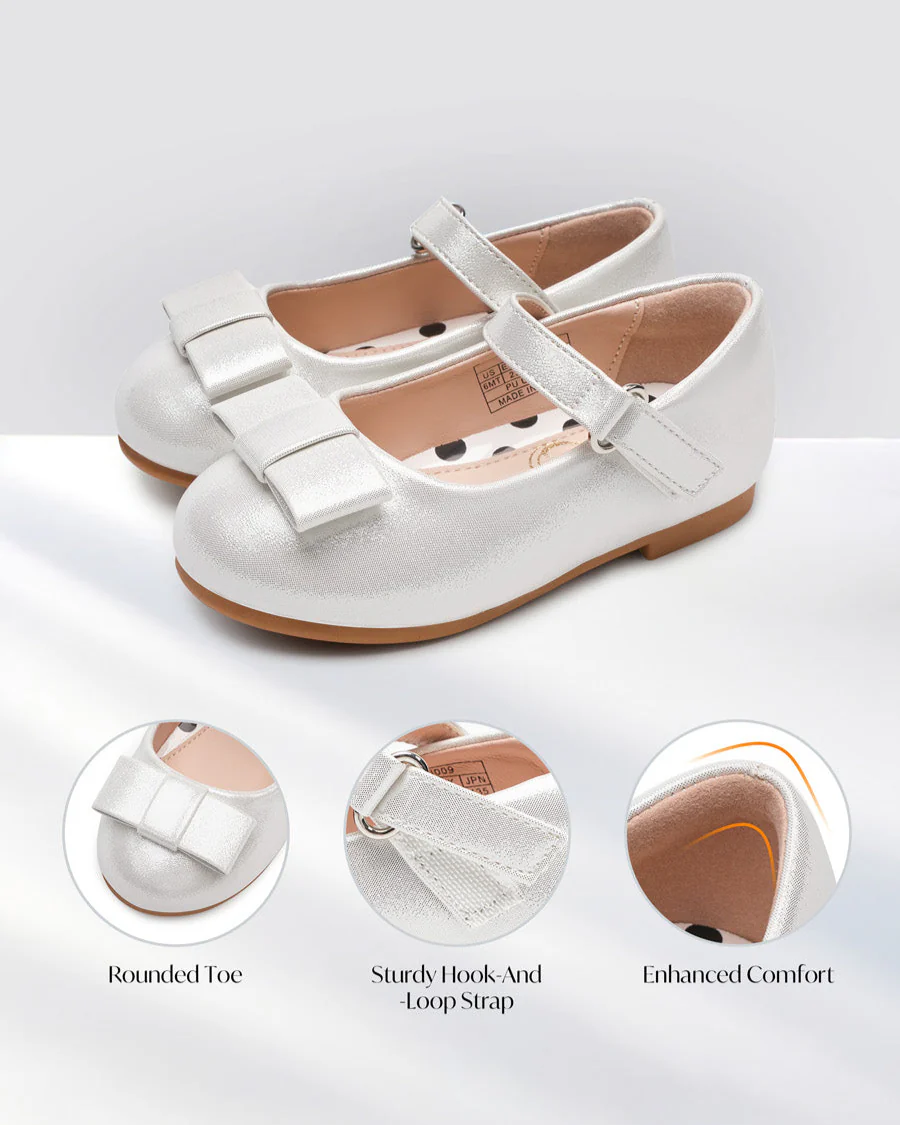 Girls Vegan Leather Mary Jane Shoe with Bows - Image 5