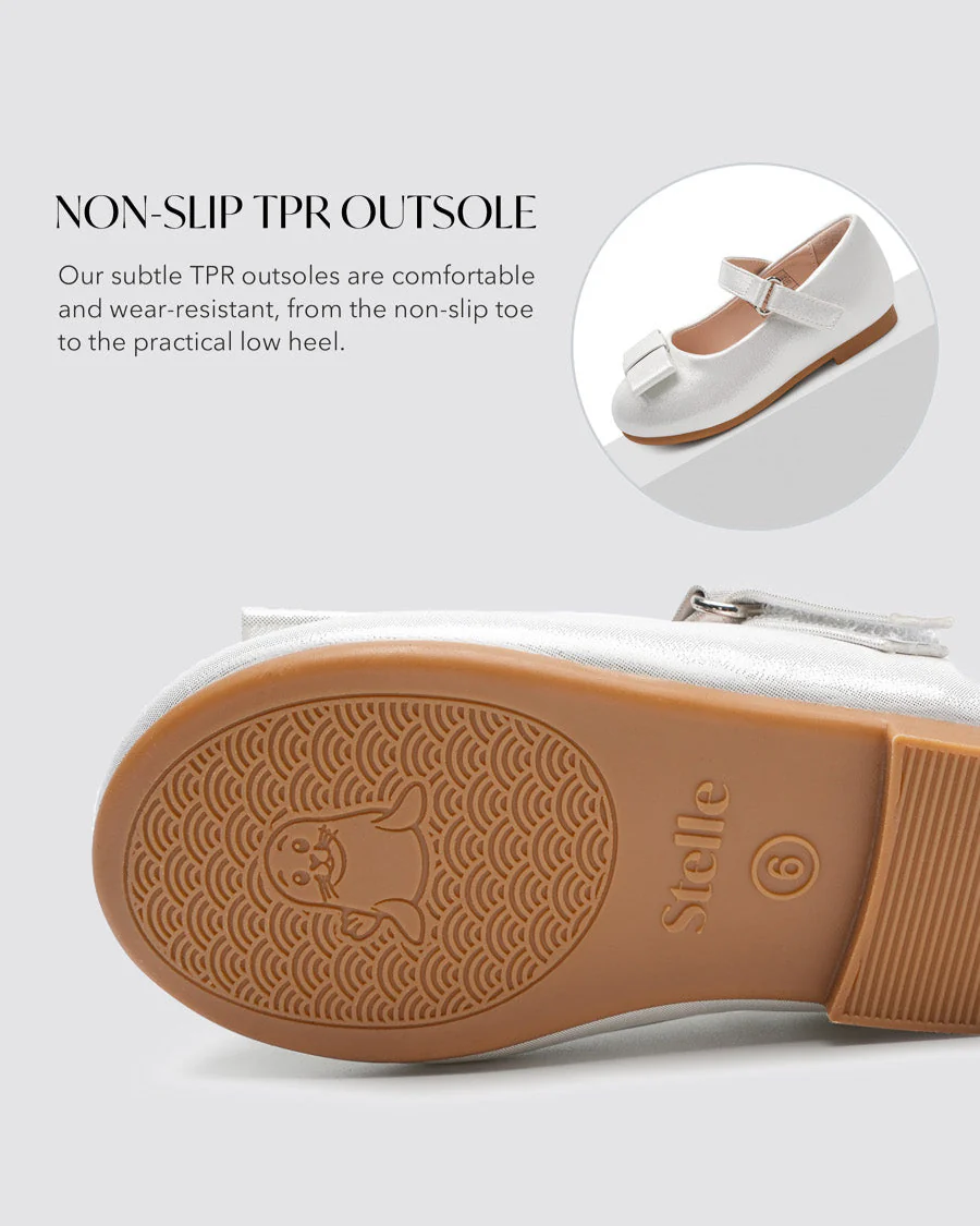 Girls Vegan Leather Mary Jane Shoe with Bows - Image 6