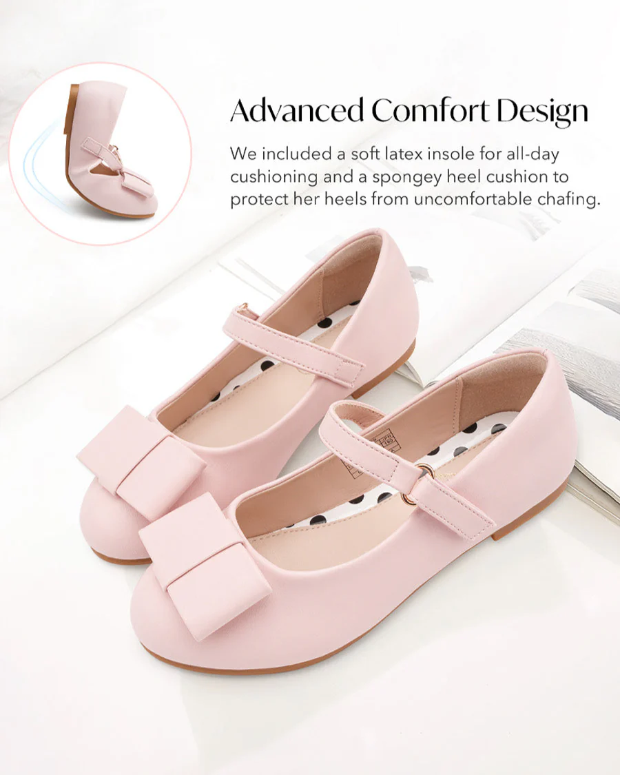 Girls Vegan Leather Mary Jane Shoe with Bows - Image 3