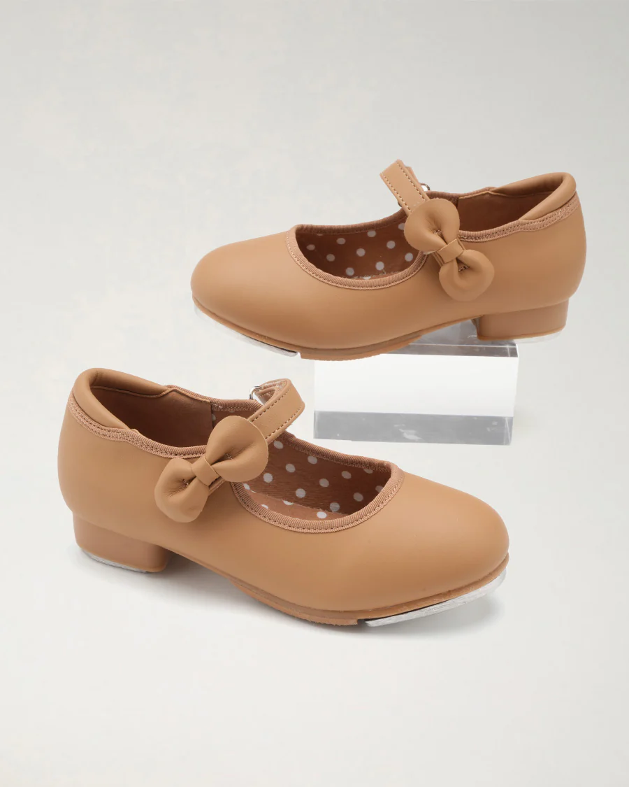 Kids Adjustable Strap Tap Shoe with Bow Embellishment - Image 2