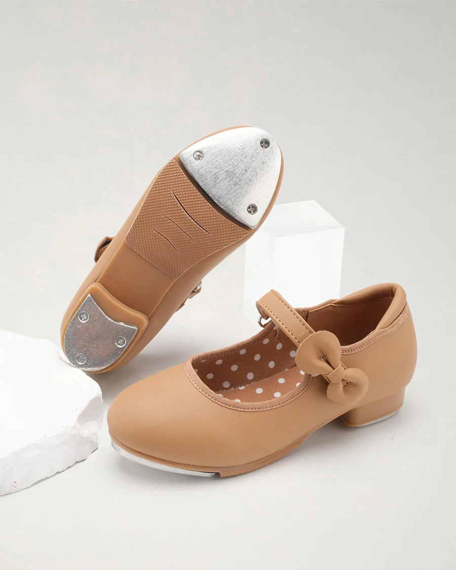 Kids Adjustable Strap Tap Shoe with Bow Embellishment - Image 3
