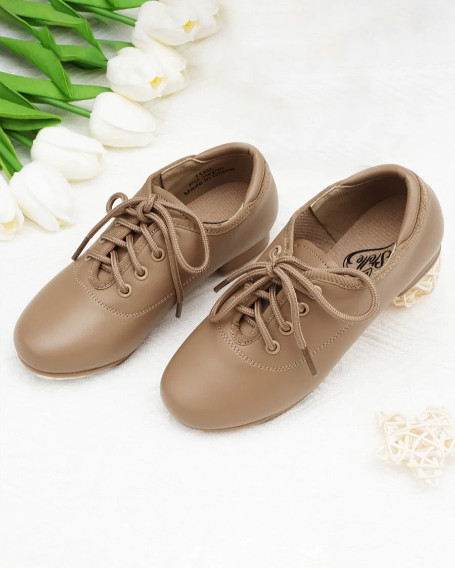Kids Lace Up Vegan Leather Tap Shoe - Image 3