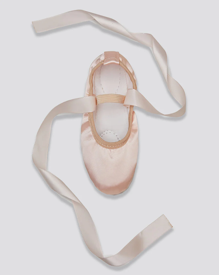 Kids Satin Ballet Shoe with Ribbon - Image 3