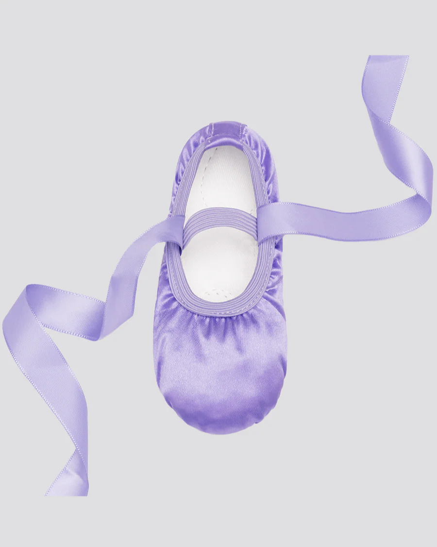 Kids Satin Ballet Shoe with Ribbon - Image 3