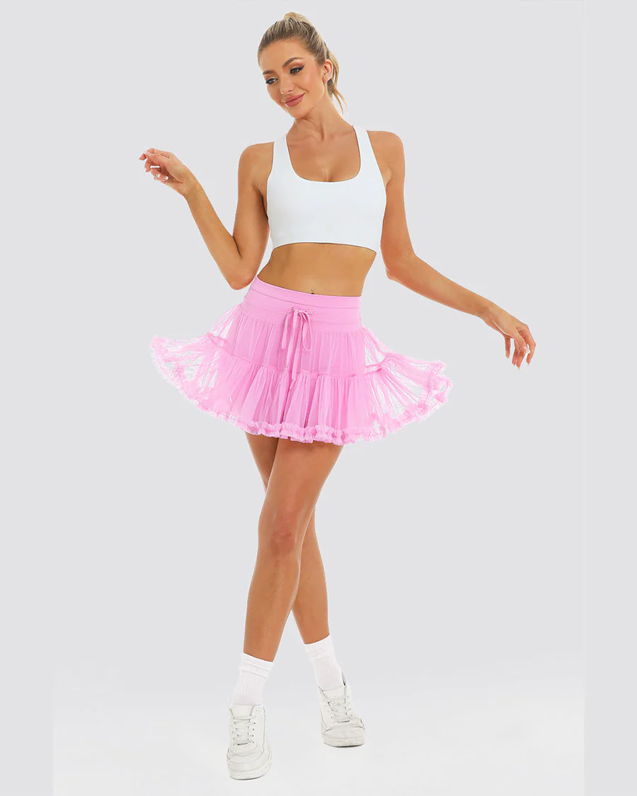Layered Tennis Skort | Elegant High-Waisted Cake Skirt with Hidden Short - Image 5