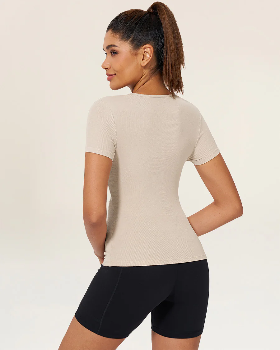 Ribbed Crew-Neck T-Shirt | Slim Fit Casual Shirt - Image 2