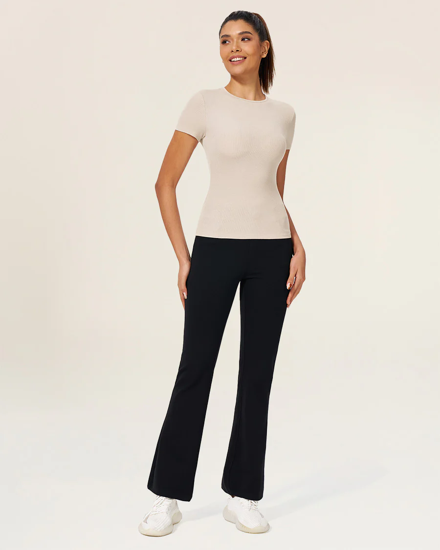 Ribbed Crew-Neck T-Shirt | Slim Fit Casual Shirt - Image 3