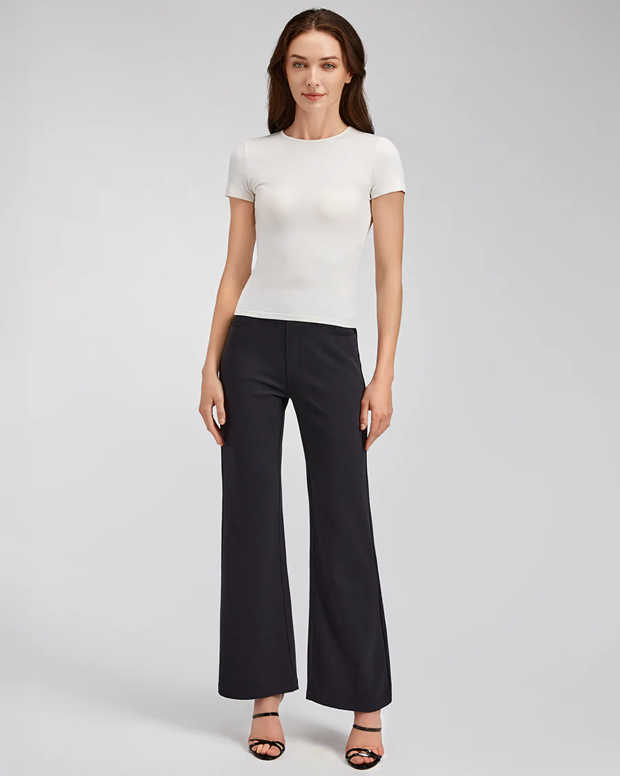 Ribbed Crew-Neck T-Shirt | Slim Fit Casual Shirt - Image 3