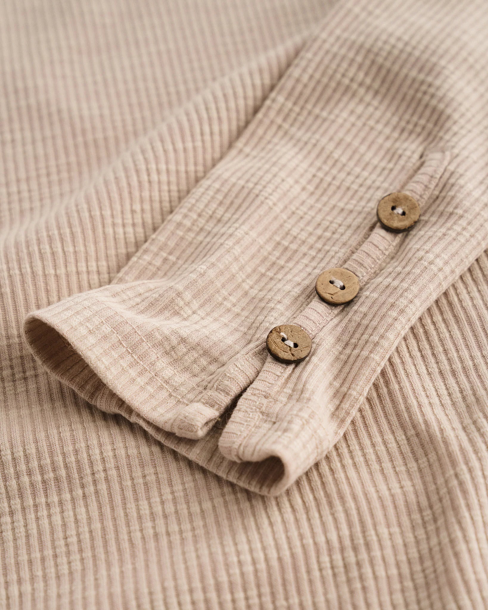 Ribbed Long Sleeve Henley Scoop Neck Top - Image 2