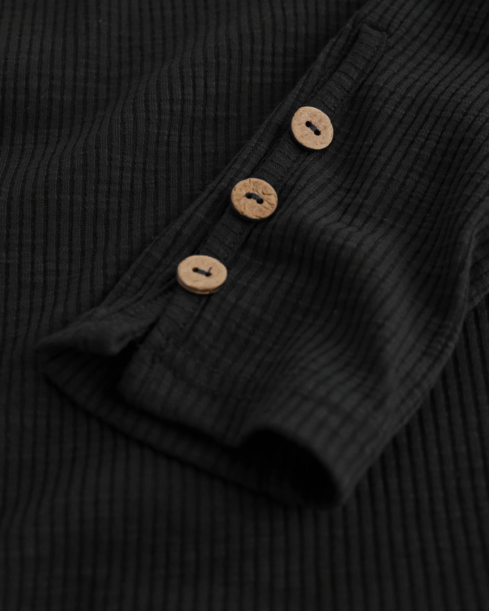 Ribbed Long Sleeve Henley Scoop Neck Top - Image 2