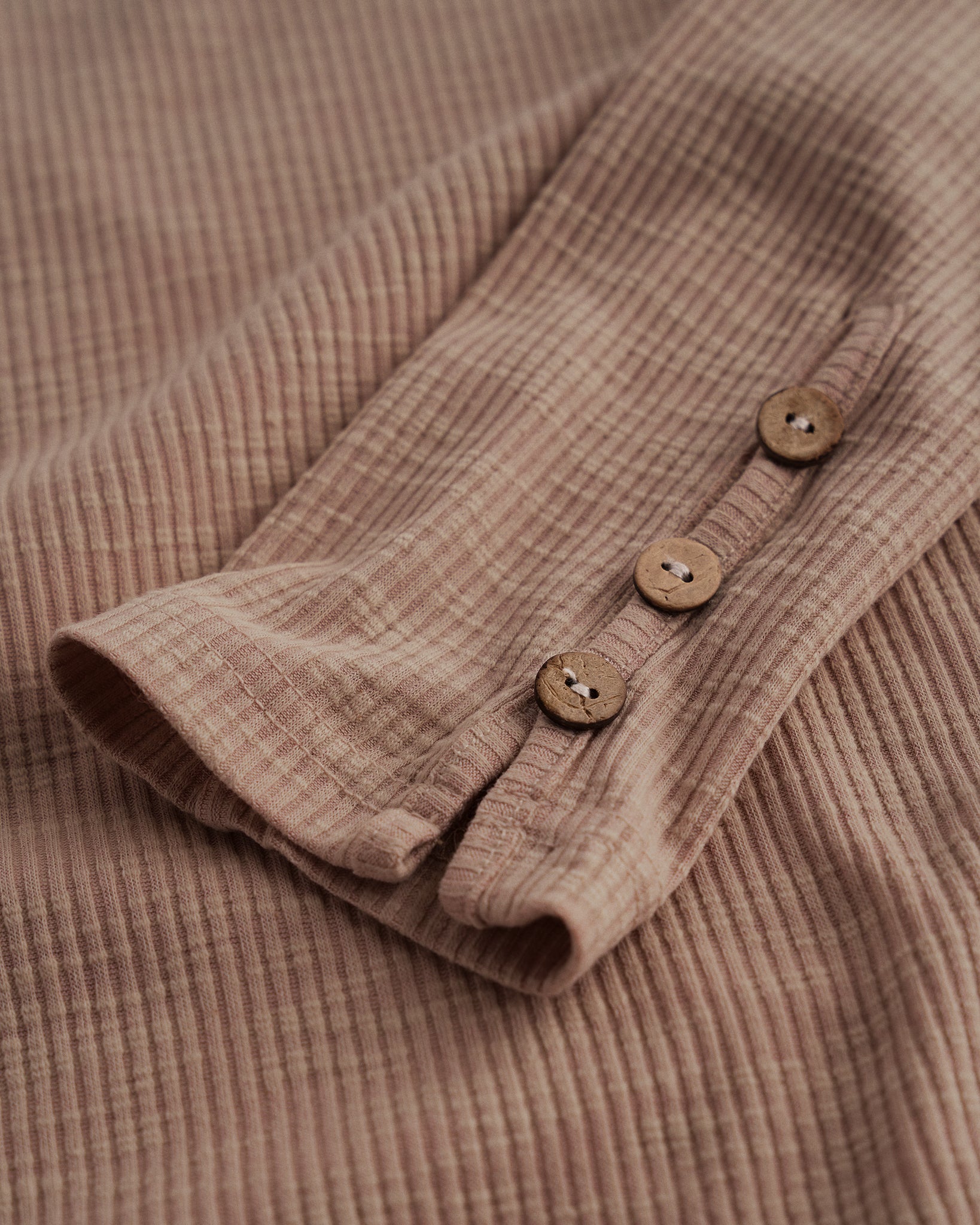 Ribbed Long Sleeve Henley Scoop Neck Top - Image 2
