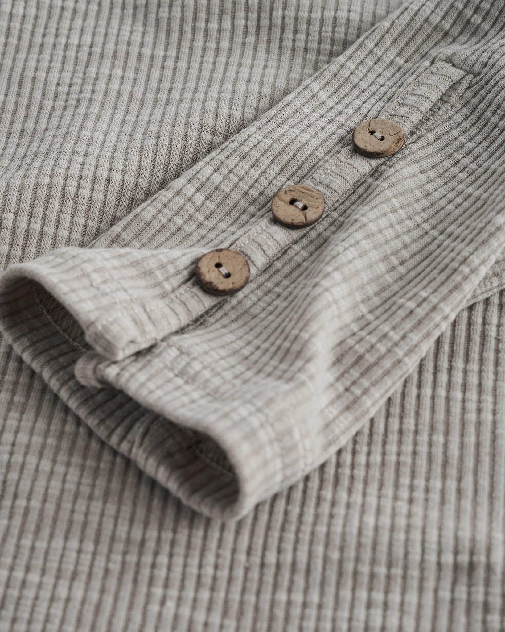 Ribbed Long Sleeve Henley Scoop Neck Top - Image 2