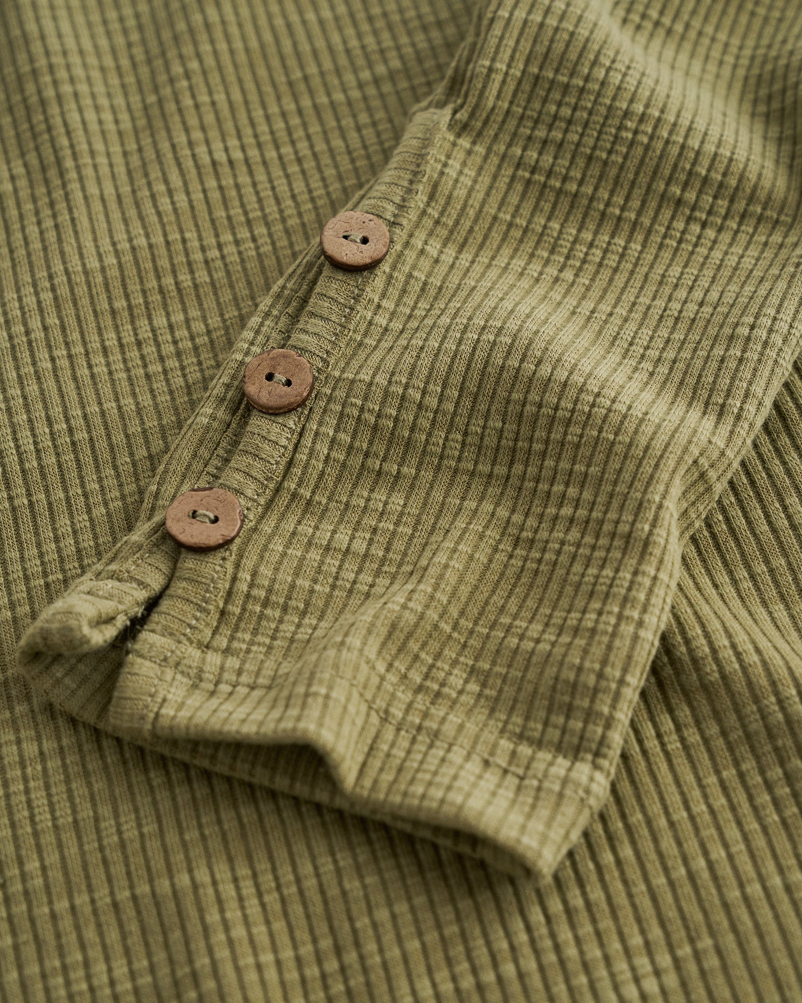 Ribbed Long Sleeve Henley Scoop Neck Top - Image 2