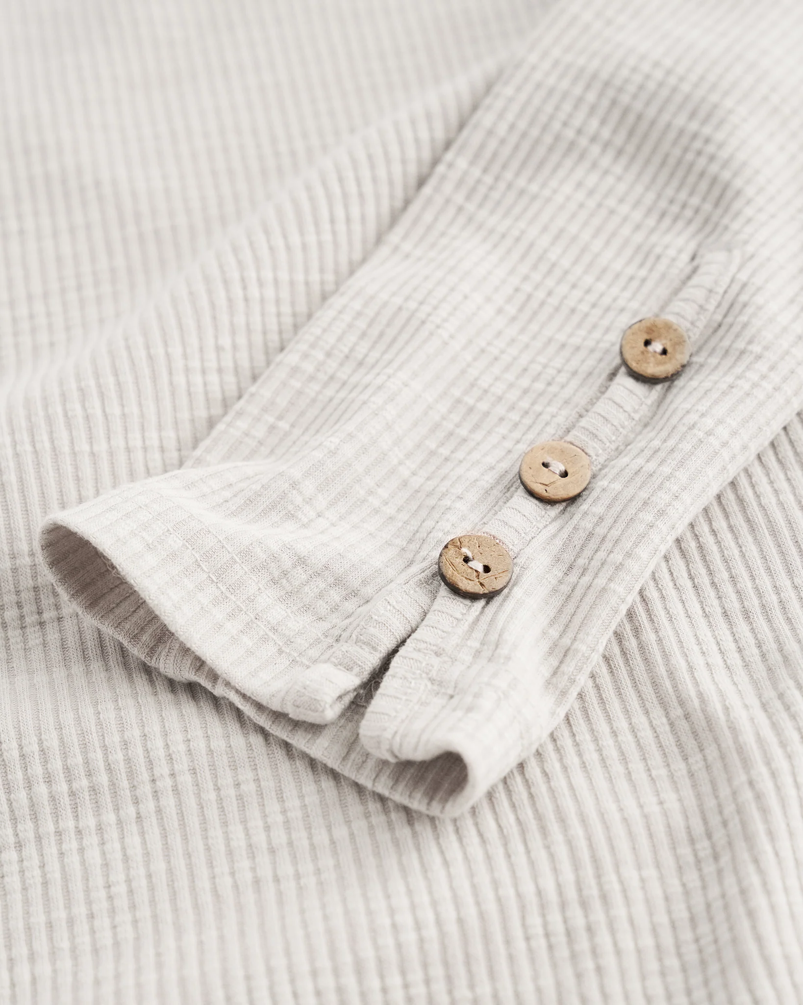 Ribbed Long Sleeve Henley Scoop Neck Top - Image 2