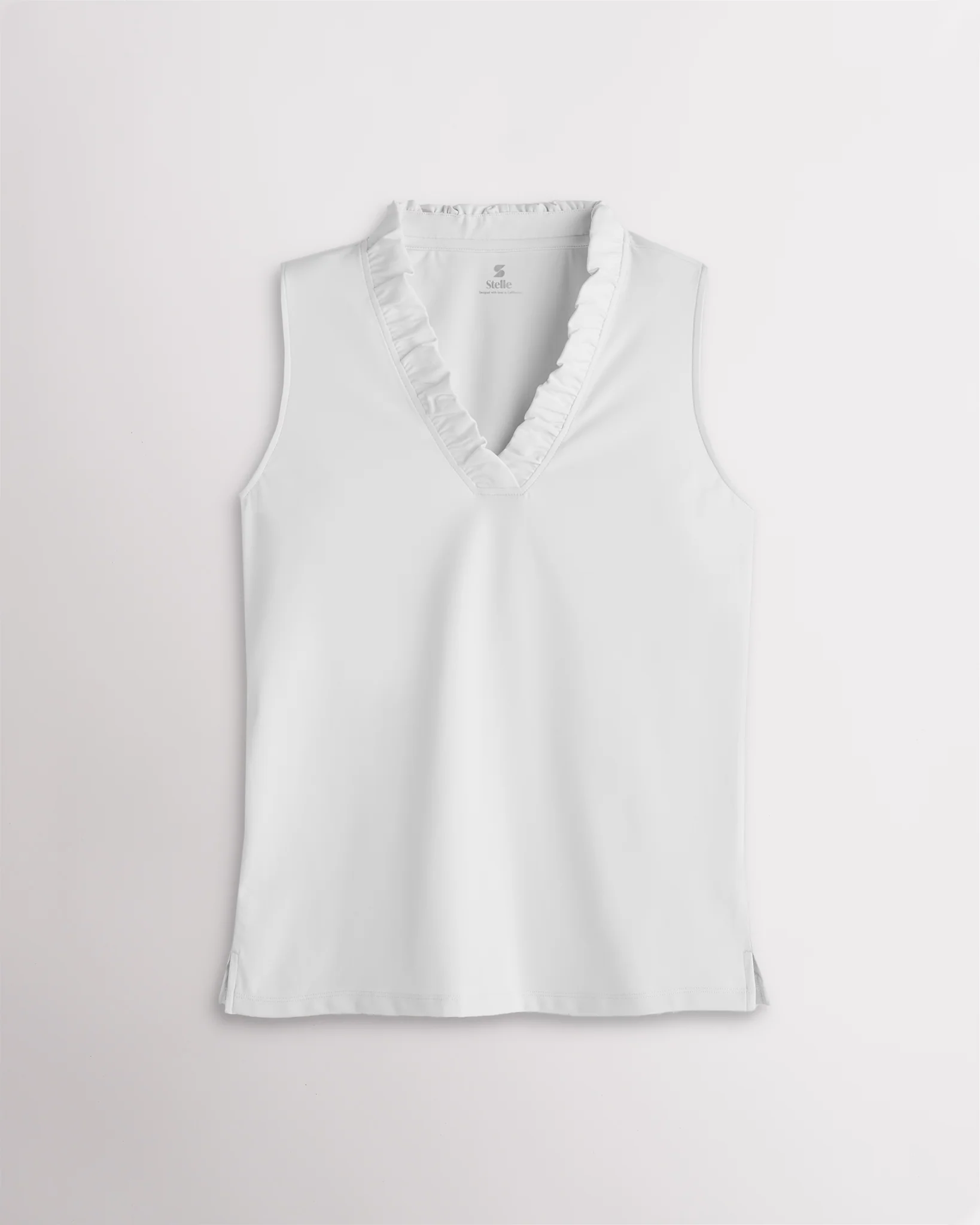 Ruffle V-Neck Sleeveless Polo Shirts - Image 3