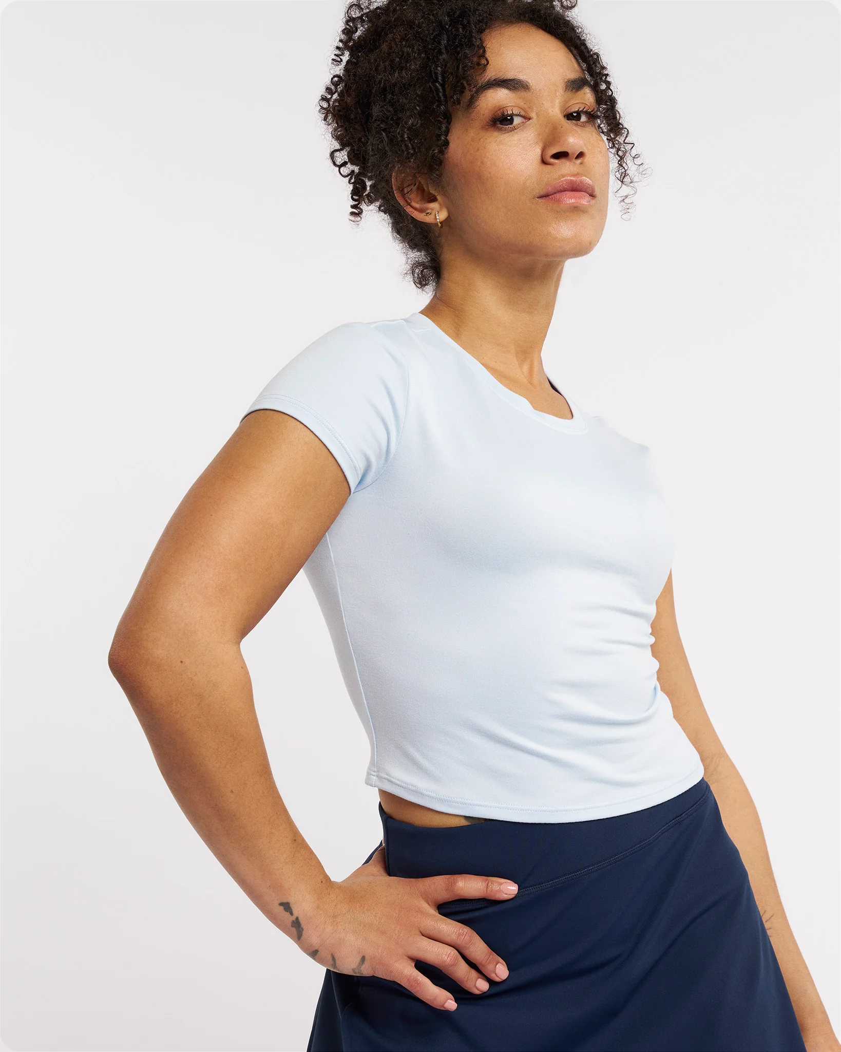 Short Sleeve Cropped Fitted T-Shirt - Image 2