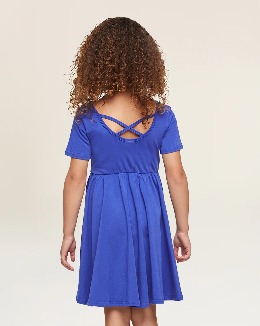 Girls Short Sleeve A-Line Twirly Dress - Image 2
