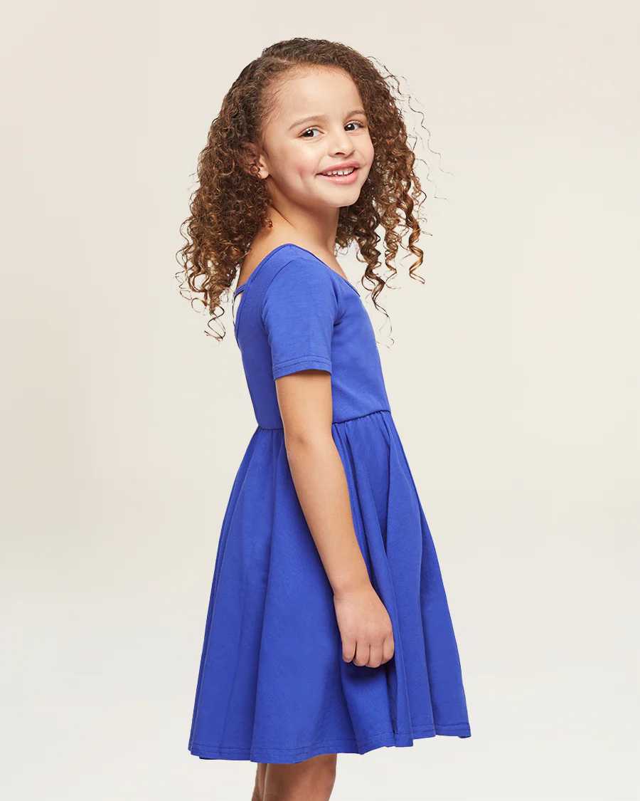 Girls Short Sleeve A-Line Twirly Dress - Image 3