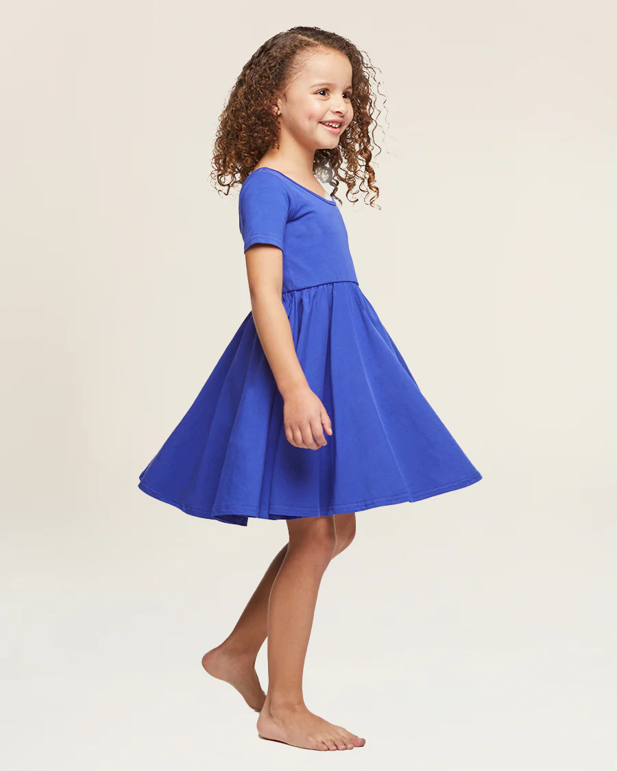 Girls Short Sleeve A-Line Twirly Dress - Image 4