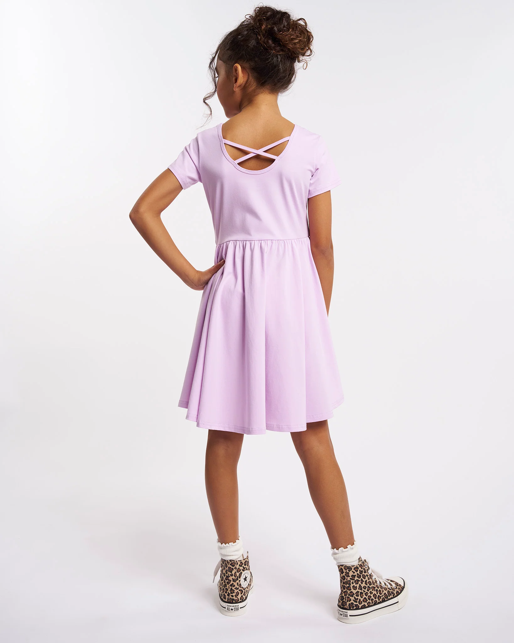 Girls Short Sleeve A-Line Twirly Dress - Image 2