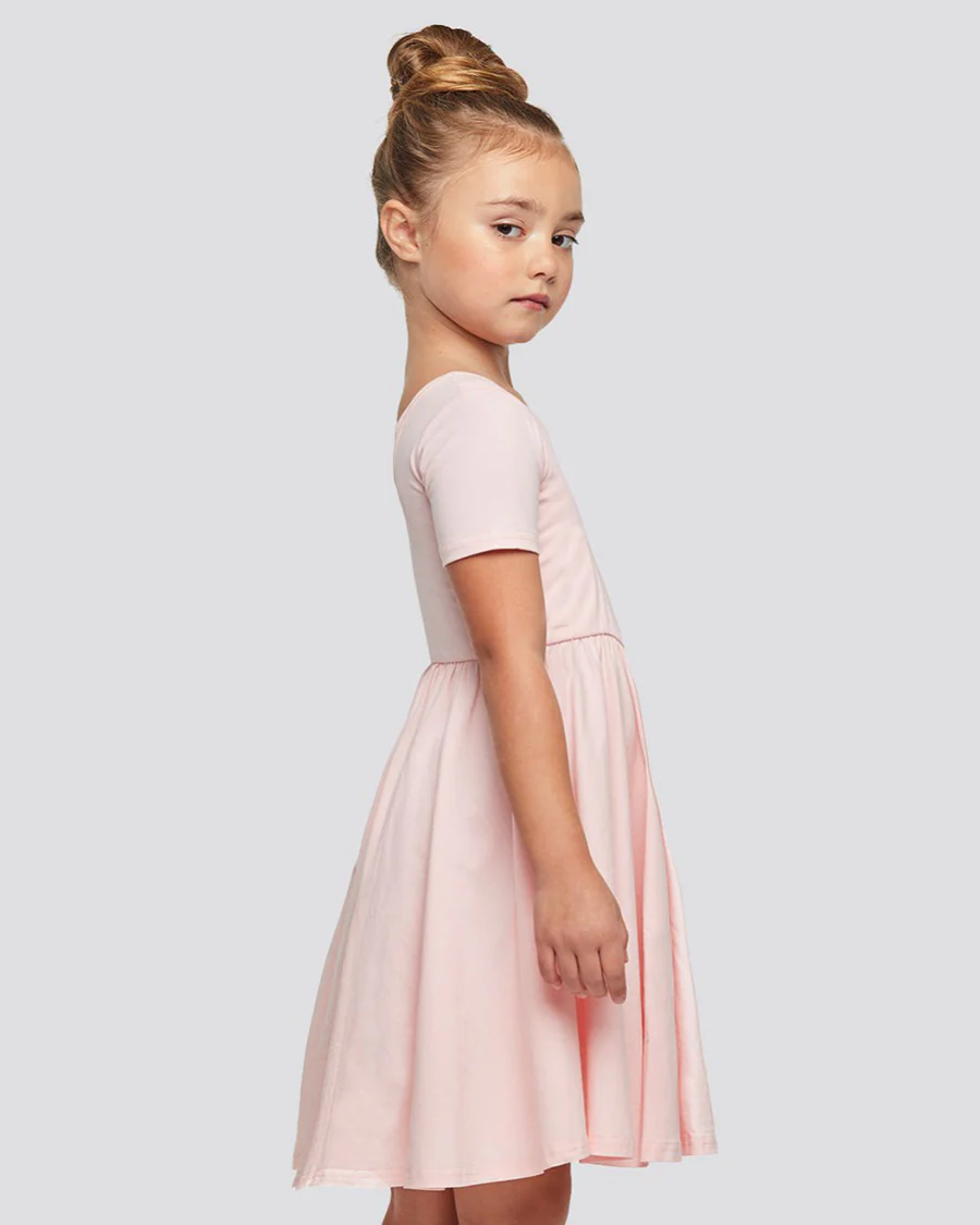 Girls Short Sleeve A-Line Twirly Dress - Image 3