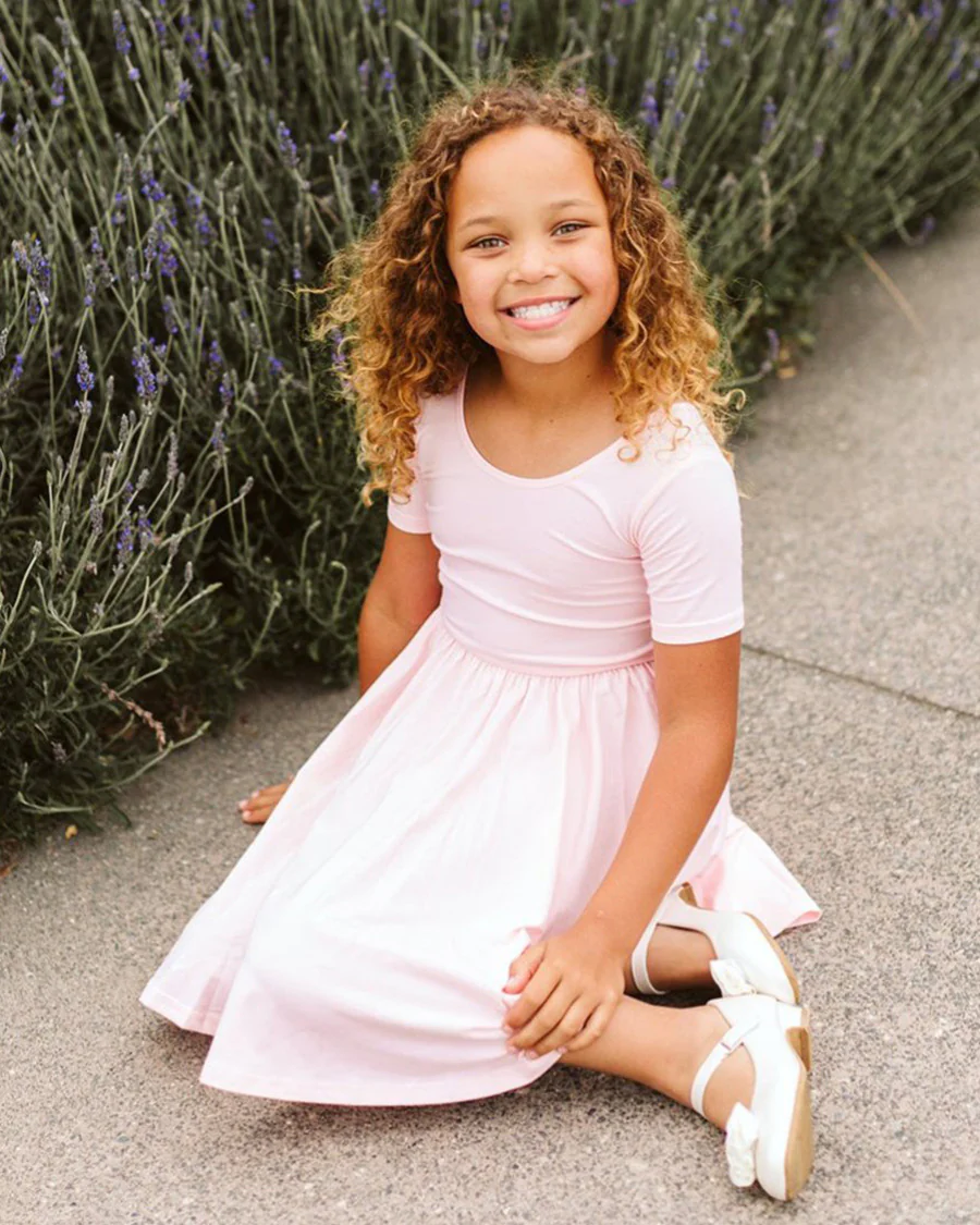 Girls Short Sleeve A-Line Twirly Dress - Image 5