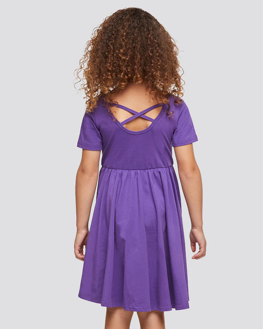 Girls Short Sleeve A-Line Twirly Dress - Image 2
