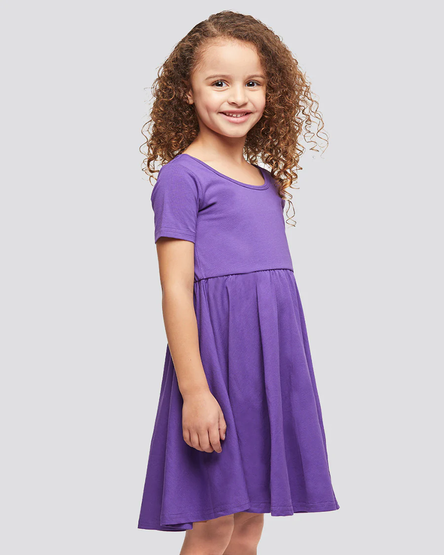 Girls Short Sleeve A-Line Twirly Dress - Image 3