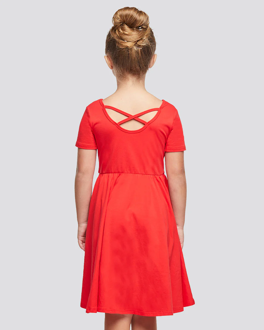 Girls Short Sleeve A-Line Twirly Dress - Image 2