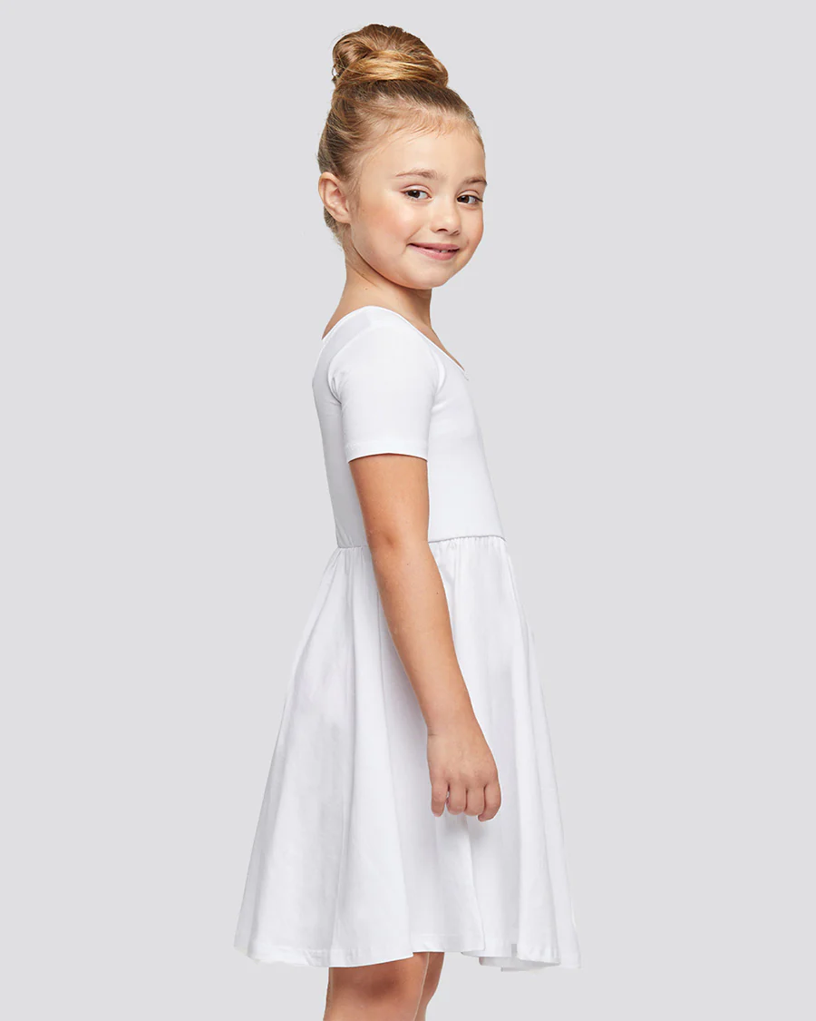 Girls Short Sleeve A-Line Twirly Dress - Image 3