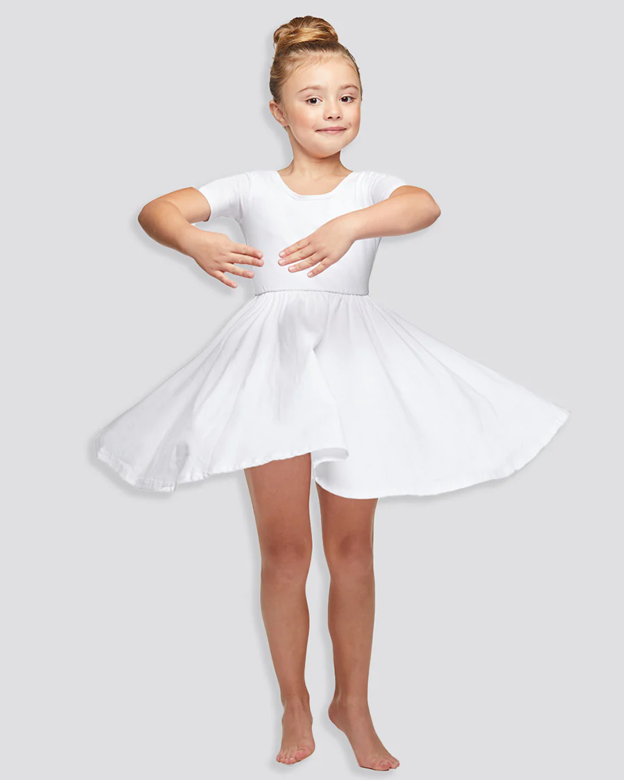 Girls Short Sleeve A-Line Twirly Dress - Image 4