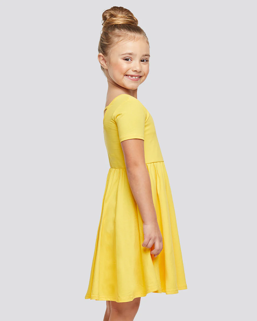 Girls Short Sleeve A-Line Twirly Dress - Image 3
