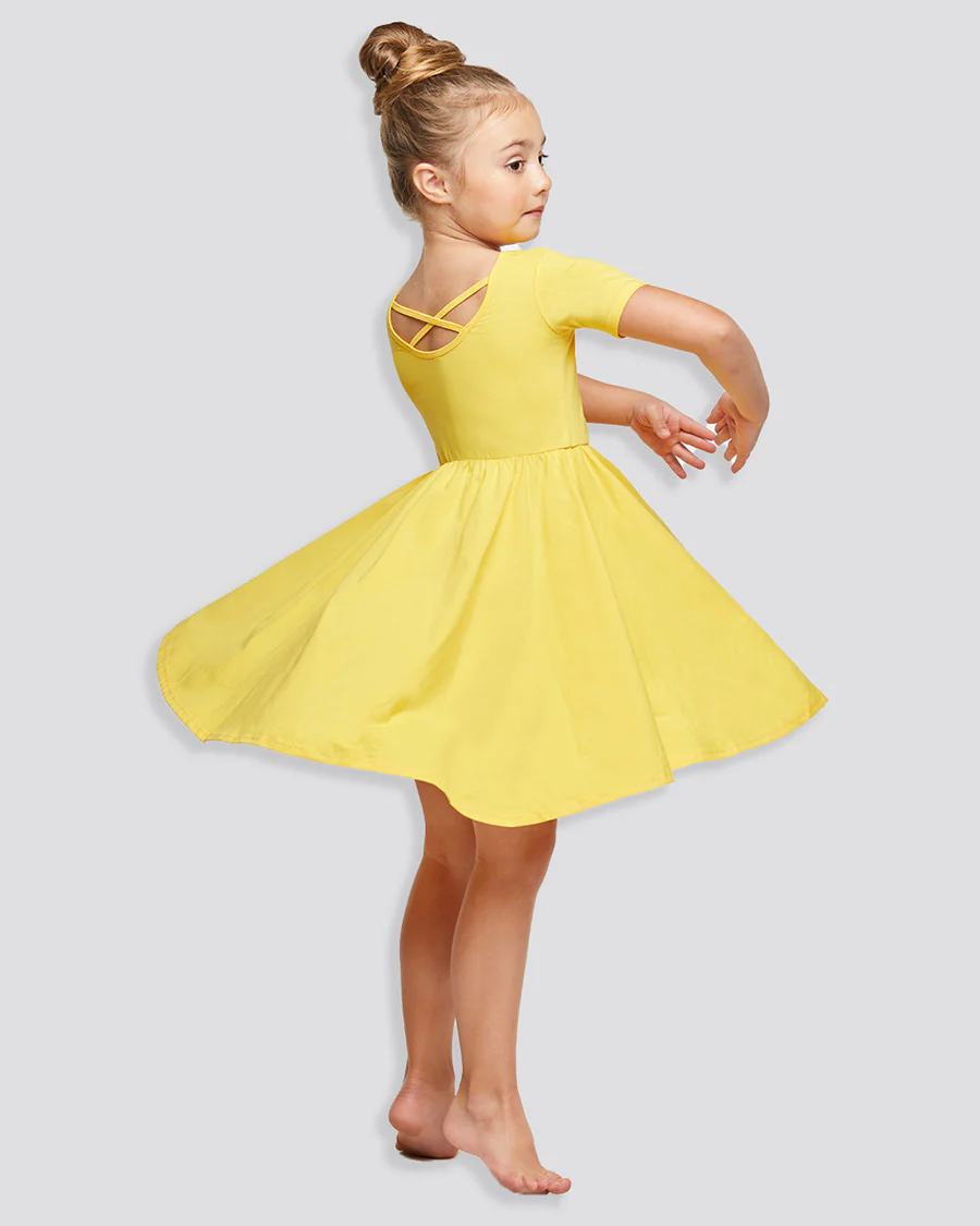 Girls Short Sleeve A-Line Twirly Dress - Image 4