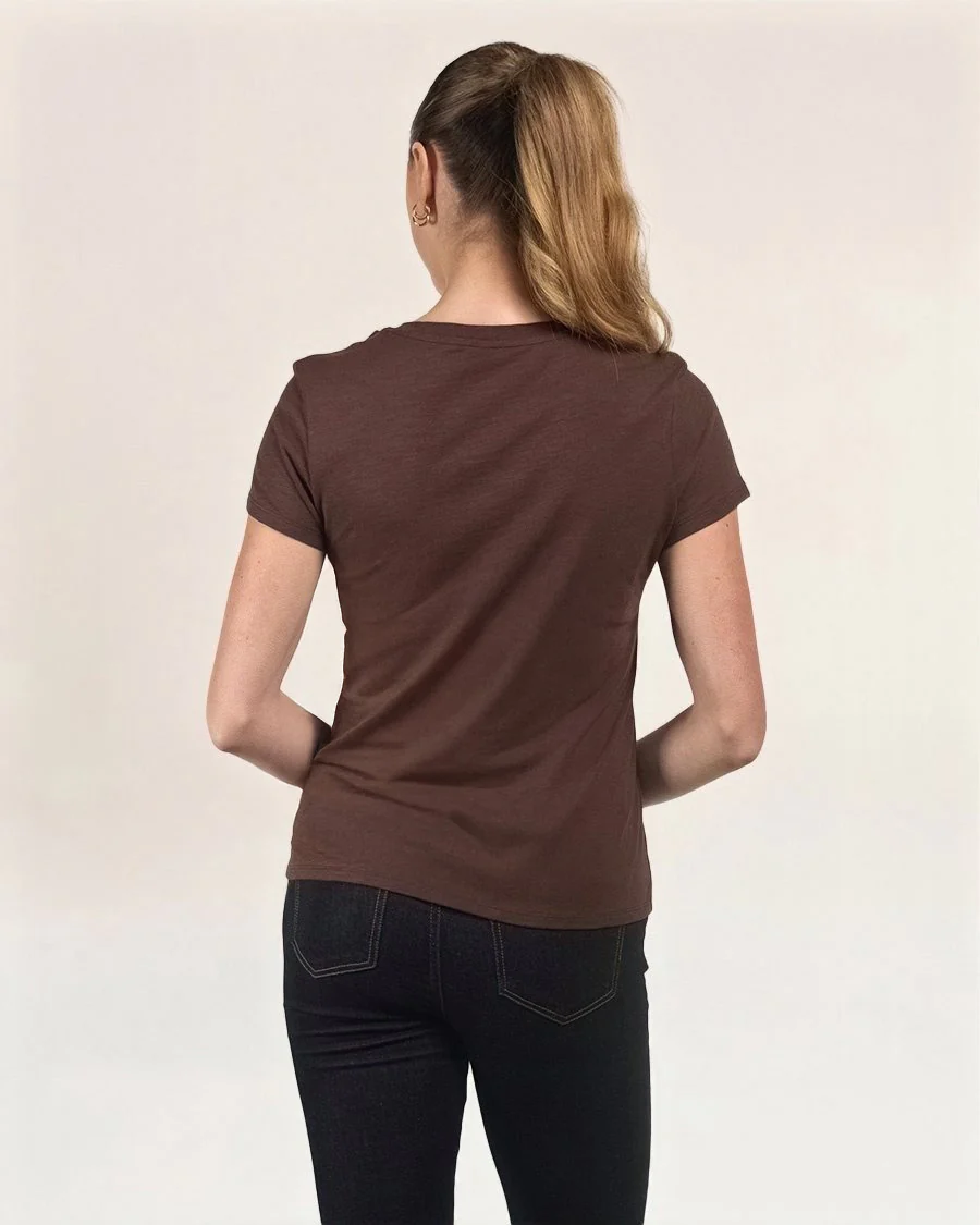 Short Sleeve Slub V-Neck T-Shirt - Image 2