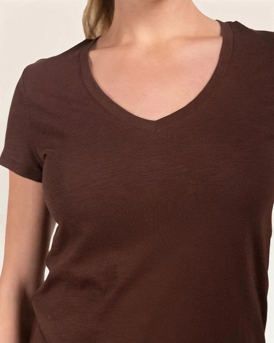 Short Sleeve Slub V-Neck T-Shirt - Image 3