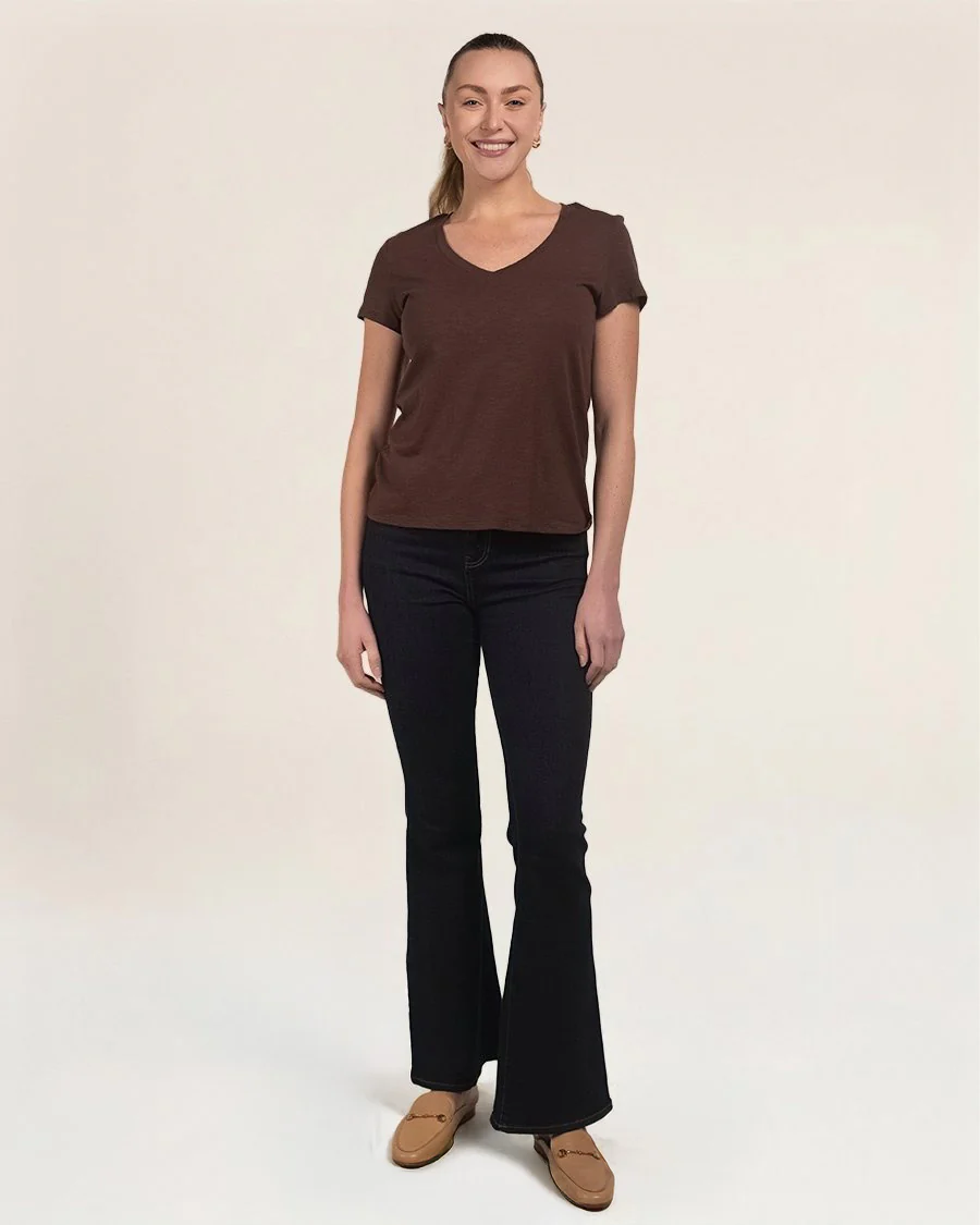 Short Sleeve Slub V-Neck T-Shirt - Image 4