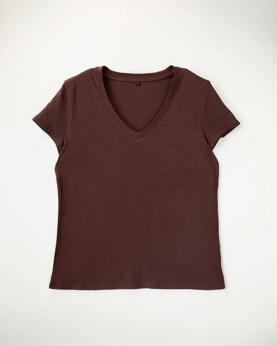 Short Sleeve Slub V-Neck T-Shirt - Image 5