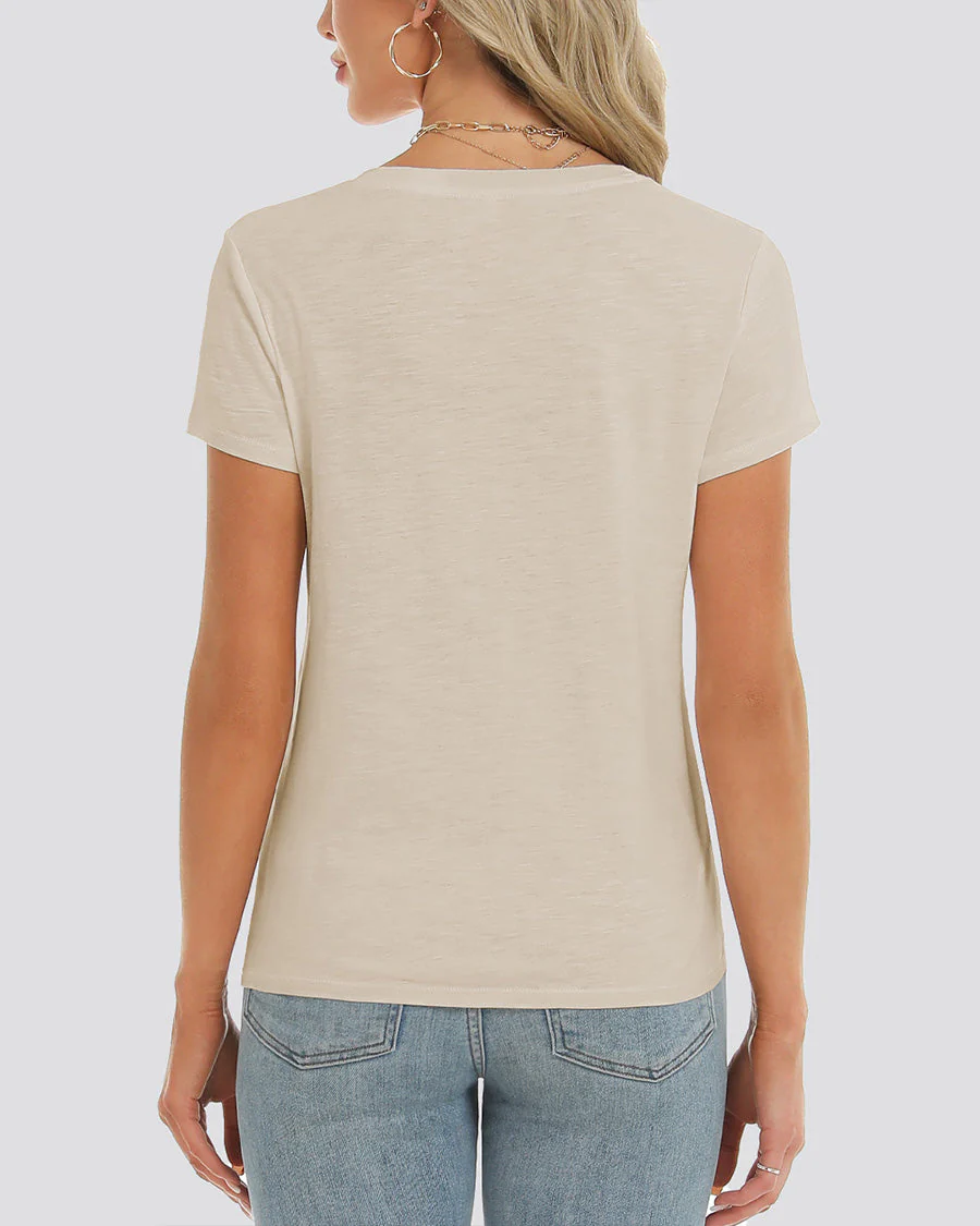 Short Sleeve Slub V-Neck T-Shirt - Image 2