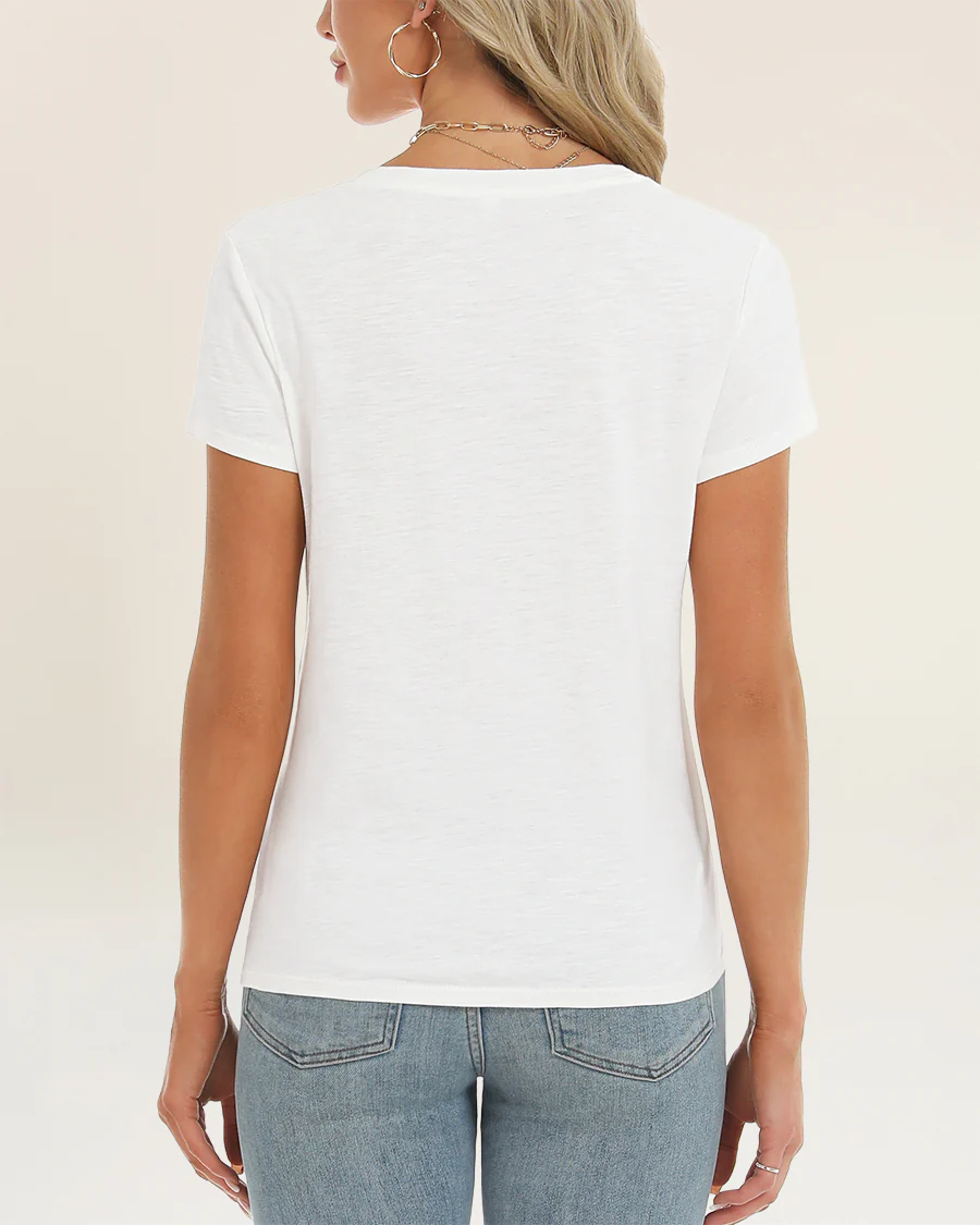 Short Sleeve Slub V-Neck T-Shirt - Image 2