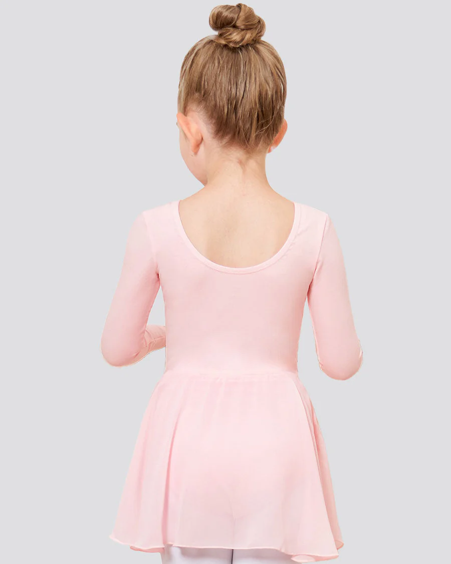 Girls Long Sleeve Ballet Leotard with Sheer Skirt - Image 3