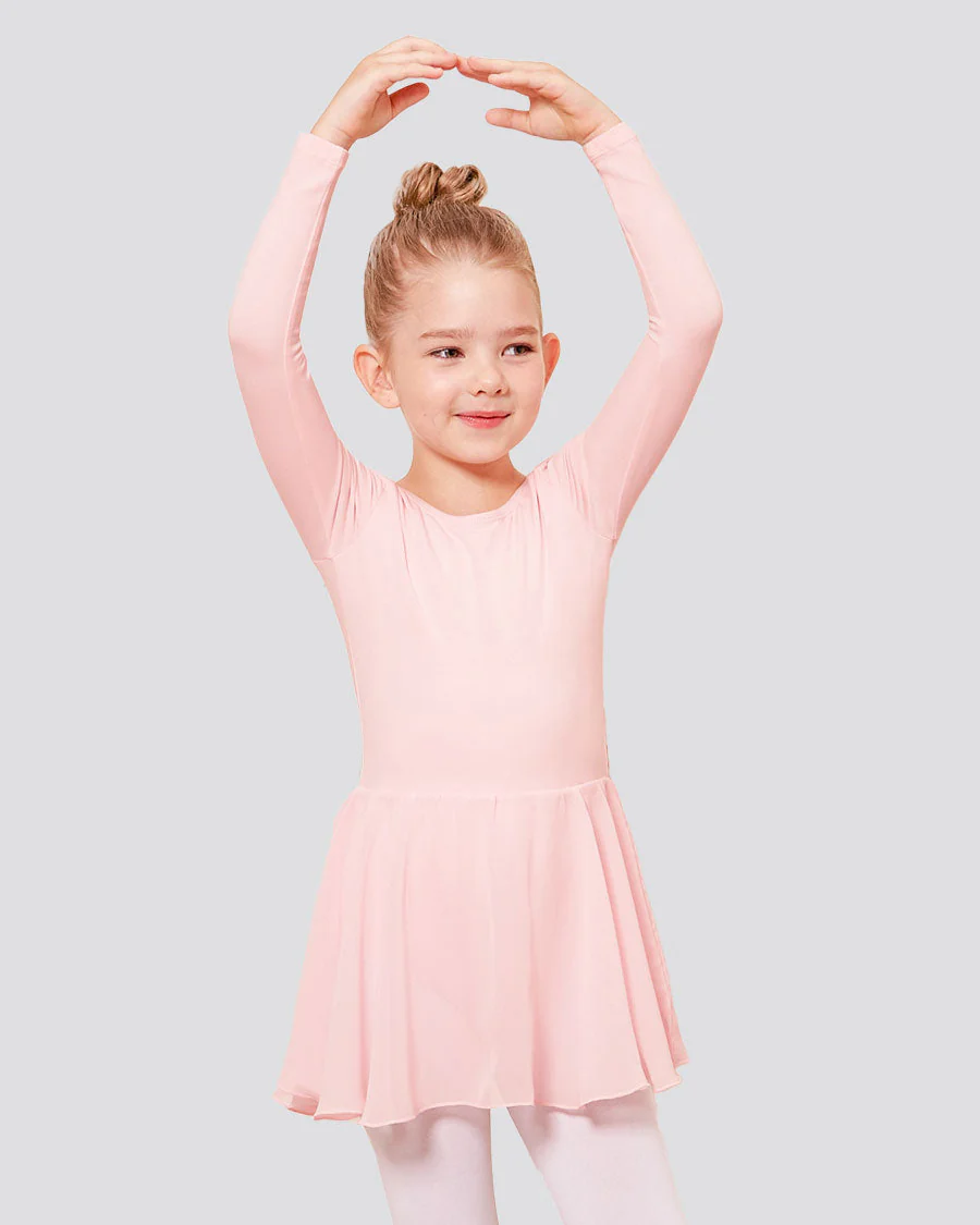 Girls Long Sleeve Ballet Leotard with Sheer Skirt - Image 4