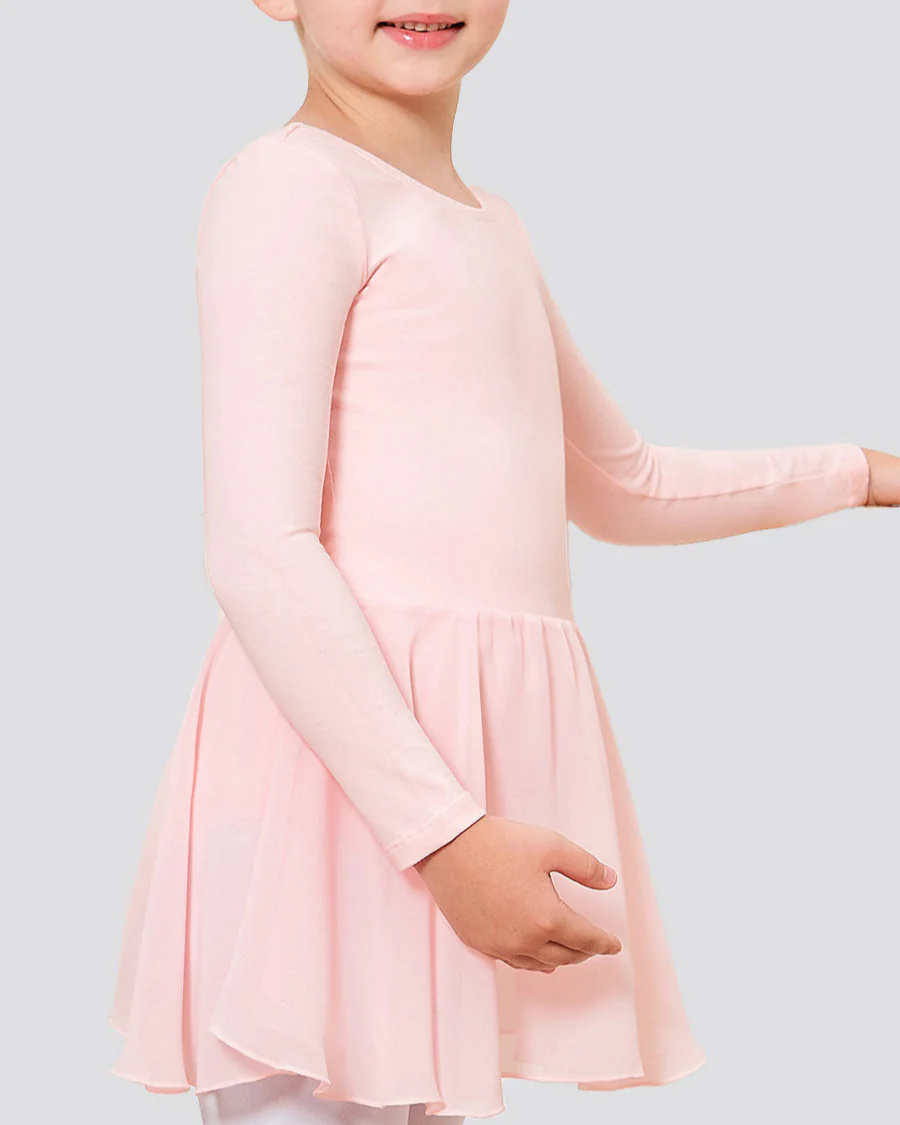 Girls Long Sleeve Ballet Leotard with Sheer Skirt - Image 5
