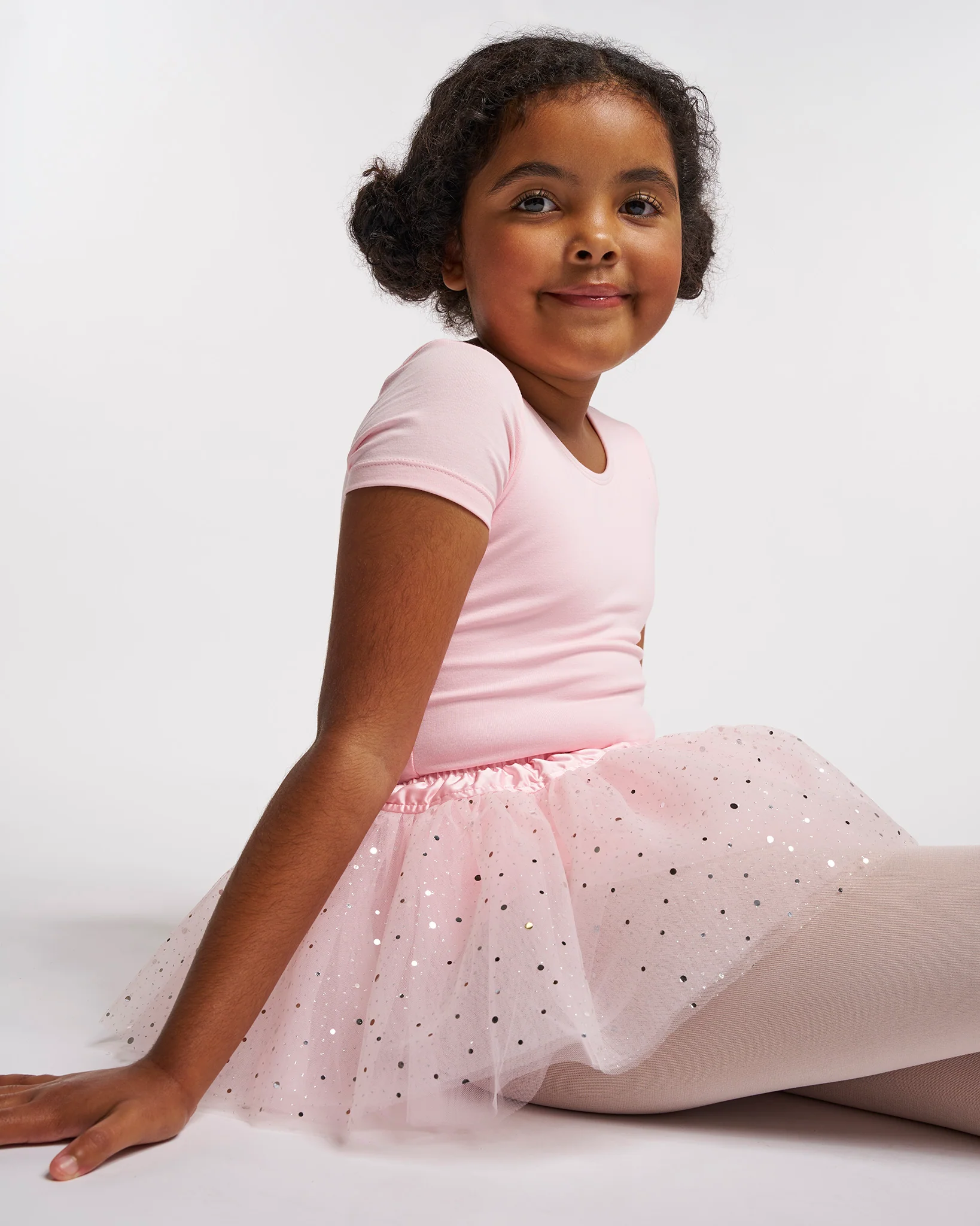 Girls Ballet Leotard Starter Kit (Short Sleeves Leotard & Sparkling Tulle Skirt & Tights) - Image 4