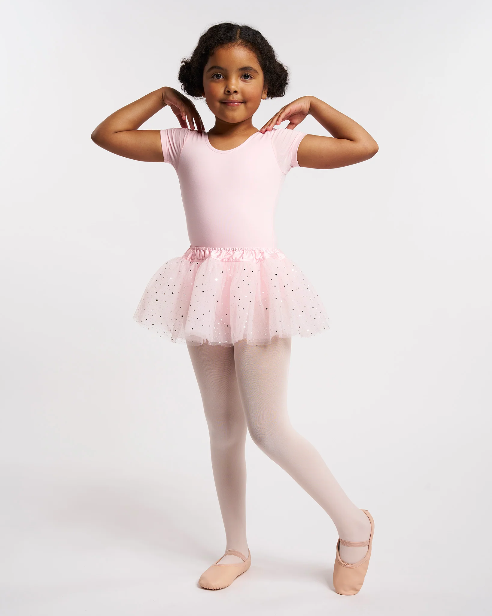 Girls Ballet Leotard Starter Kit (Short Sleeves Leotard & Sparkling Tulle Skirt & Tights) - Image 5