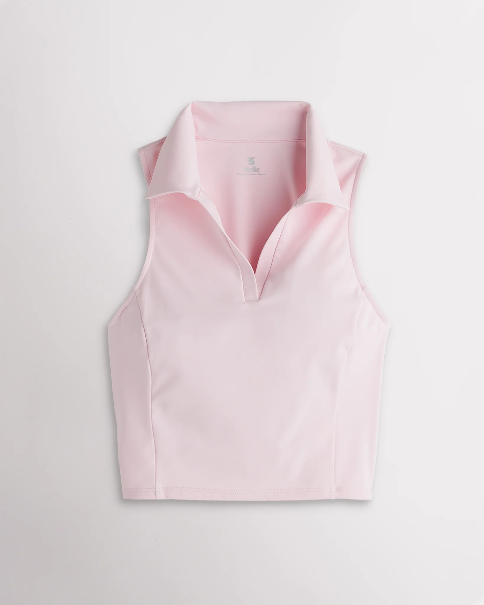 V-Neck Fitted Cropped Polo Tank Top - Image 3